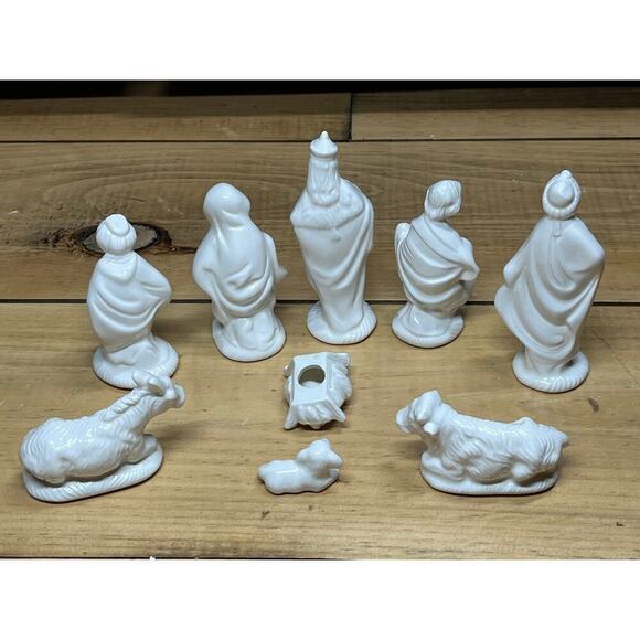 9 Piece White Ceramic Christmas Nativity Scene Set Figures. Faith. Jesus. - Picture 3 of 7